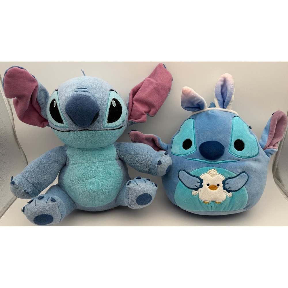 Disney Lilo & Stitch Plush Bundle Just Play Seated Stitch & Easter‎ Squishmallow